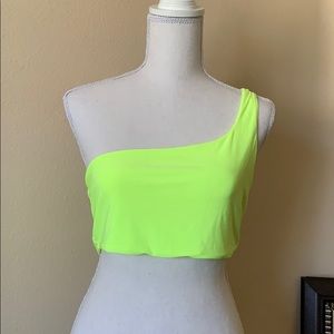 Off the shoulder neon crop top